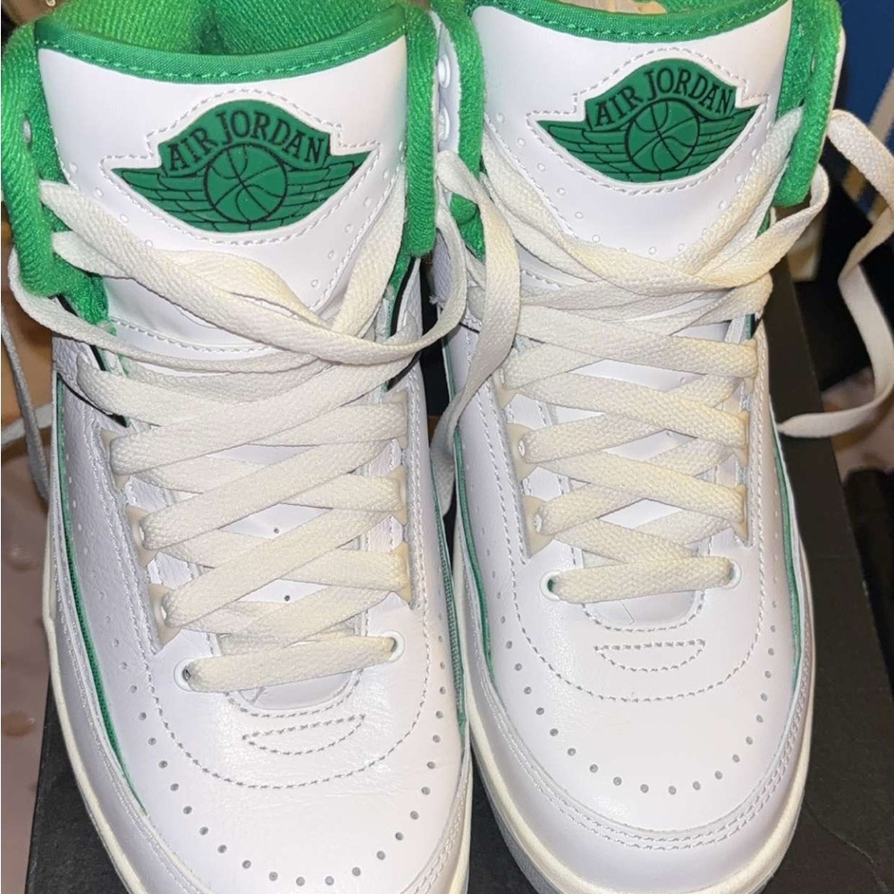 Air Jordan White and Green Sneakers